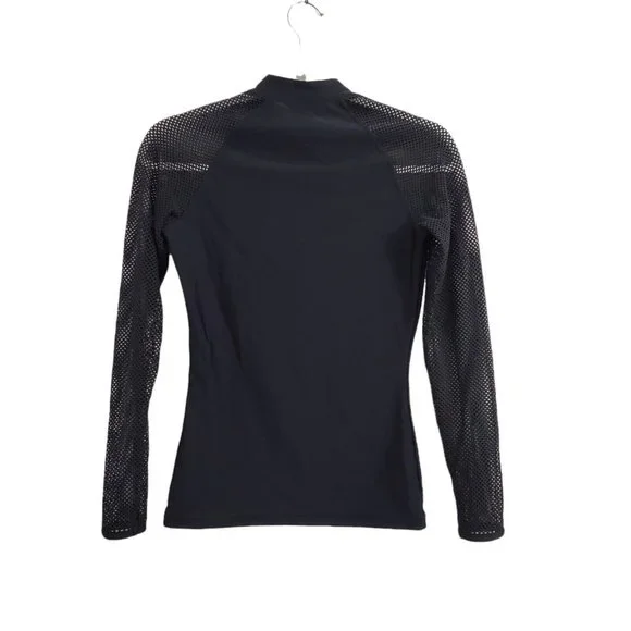 J. Crew Rash Guard Small Black Mesh Insert Long Sleeve Swim Cover Up Stretch - Picture 9 of 11